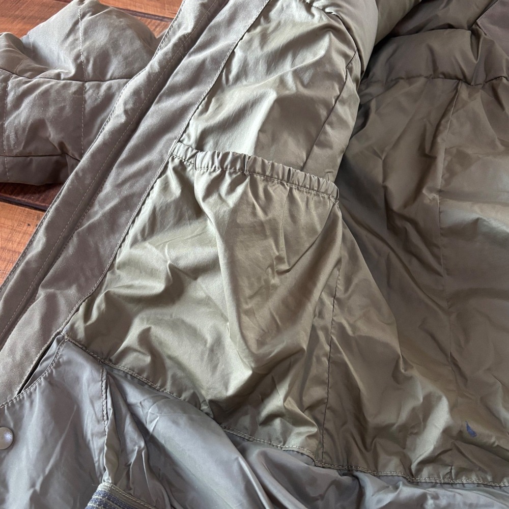 The North Face Womens Heavenly Down Jacket Burnt Olive Green Hooded Warm Small - Picture 12 of 16